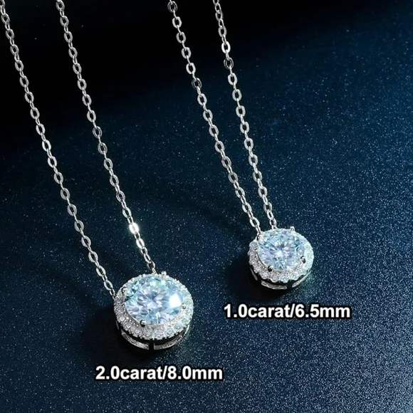 Certified 18k Yellow Gold Halo Pendant Necklace Moissanite Diamond S925 1.0CT